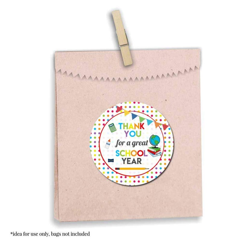 Amanda Creation Thanks for a Great School Year Teacher Appreciation Thank You Sticker Labels, 40 2" Party Circle Stickers by AmandaCreation, Great for Envelope Seals & Gift Bags - Image 5